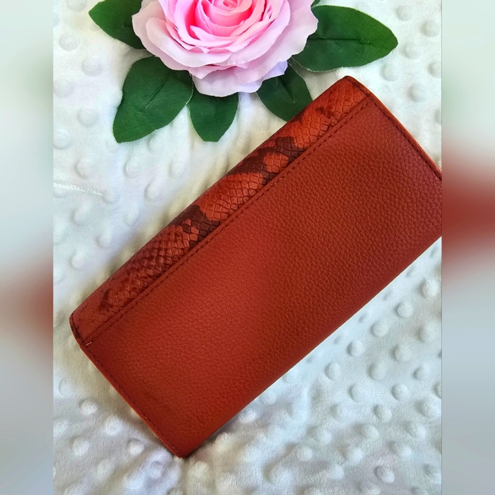 Coach Unique Burnt Red Python Embosed Women's Clu… - image 2